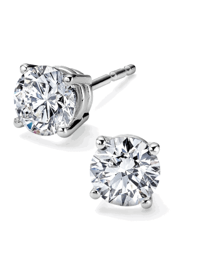 White gold round diamond stud earrings.