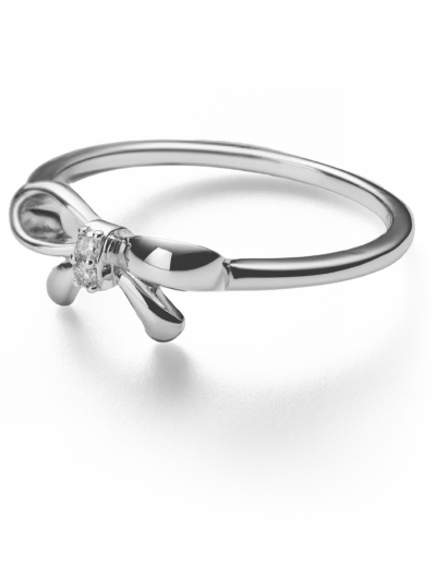 Sterling Silver Diamond Accent Bow Ring 