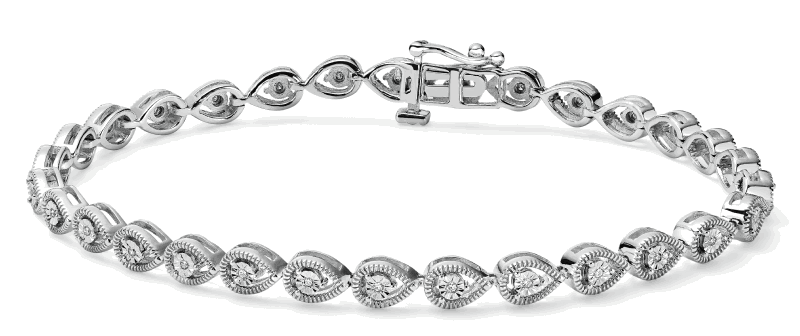 White gold diamond bracelet with pear-shaped links.