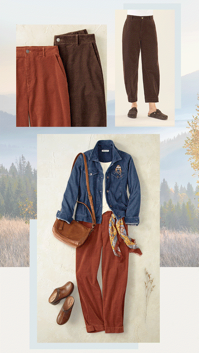 SoftStretch Corduroy Lantern-Leg Pants GIF