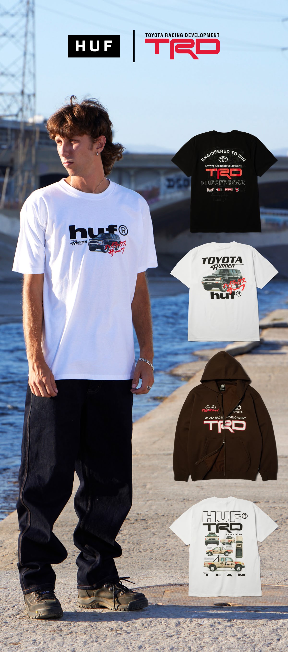 Shop huf x Toyota Racing Development, with all new graphic tees and hoodies