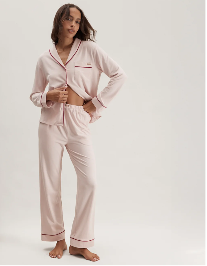 Slumberknit™ Shawl Collar Button Down Pant Set