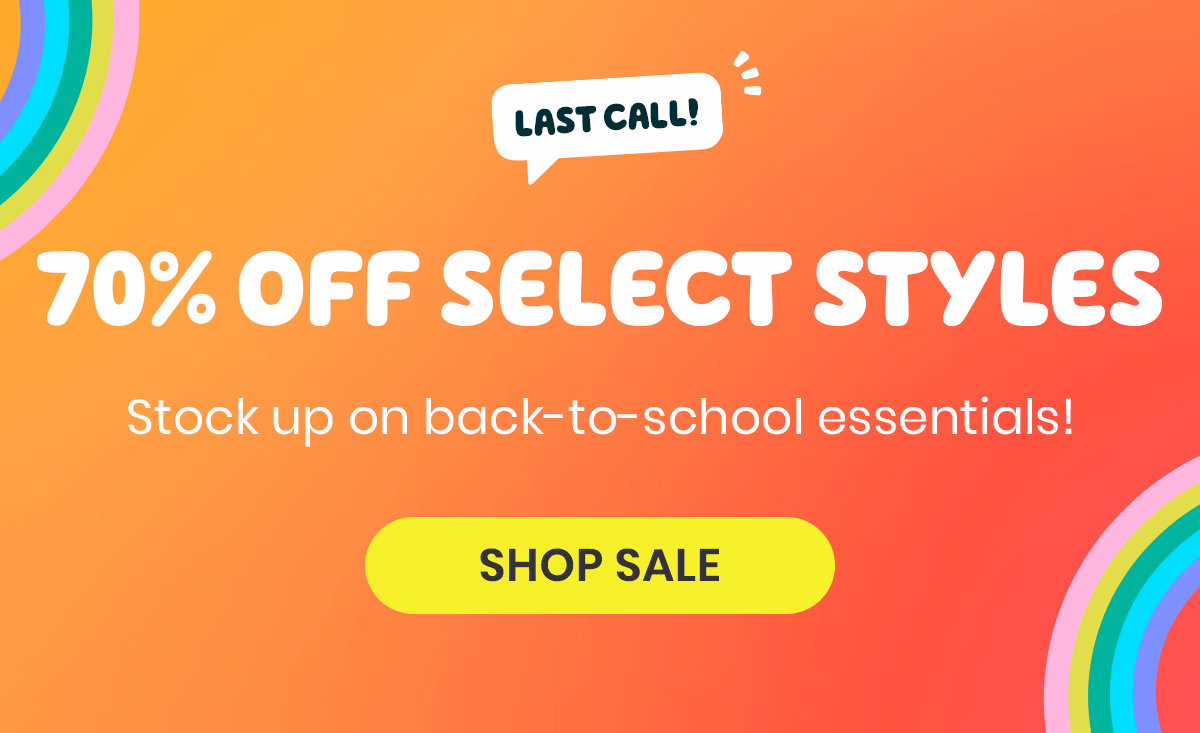 70% Off Select Styles: Stock up on back-to-school essentials!