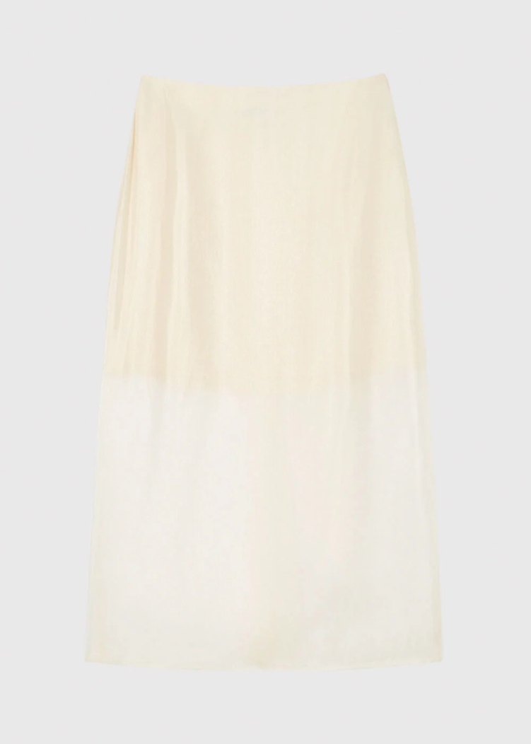 Ivory Organza Column Midi Skirt