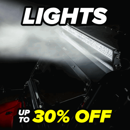LIGHTS: SuperATV’s got bulbs, cube lights, light bars, turn signal kits, and whip lights to illuminate the night.