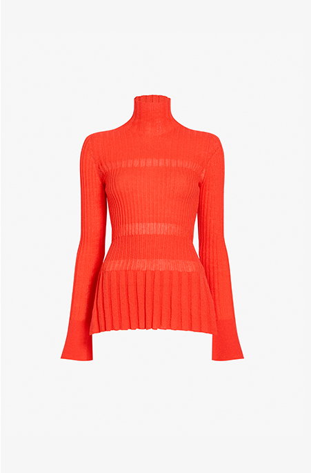 Rosario Top in Textured Merino Wool in Orange
