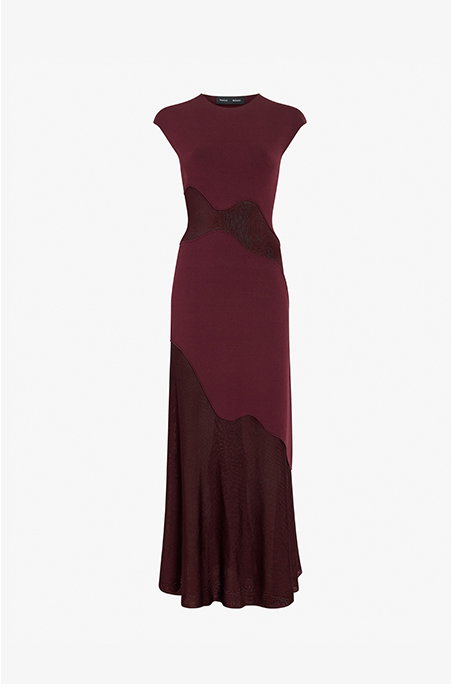 Maissa Dress in Compact Stretch Viscose in Amarone