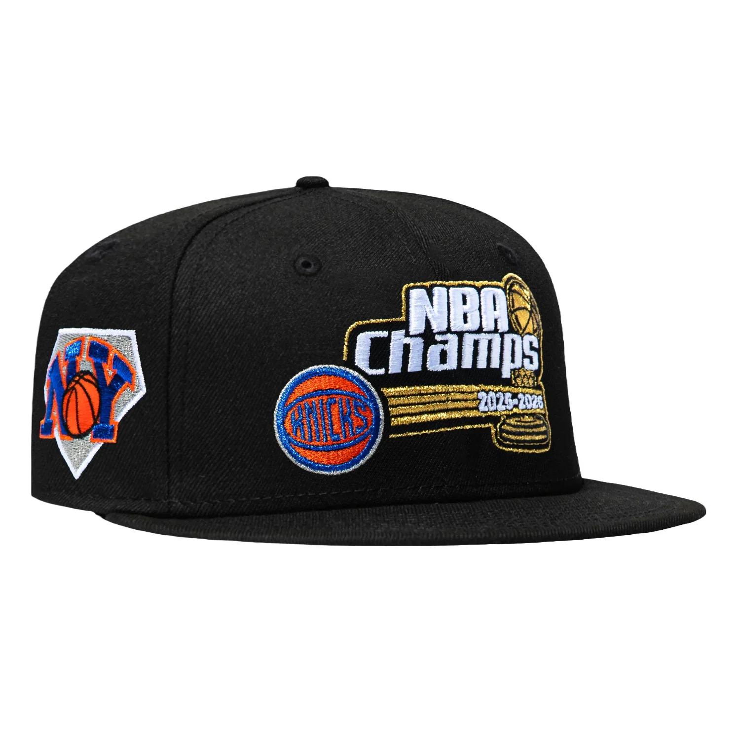Image of New Era 59Fifty New York Knicks NY Logo Patch 2026 NBA Champions Hat - Black