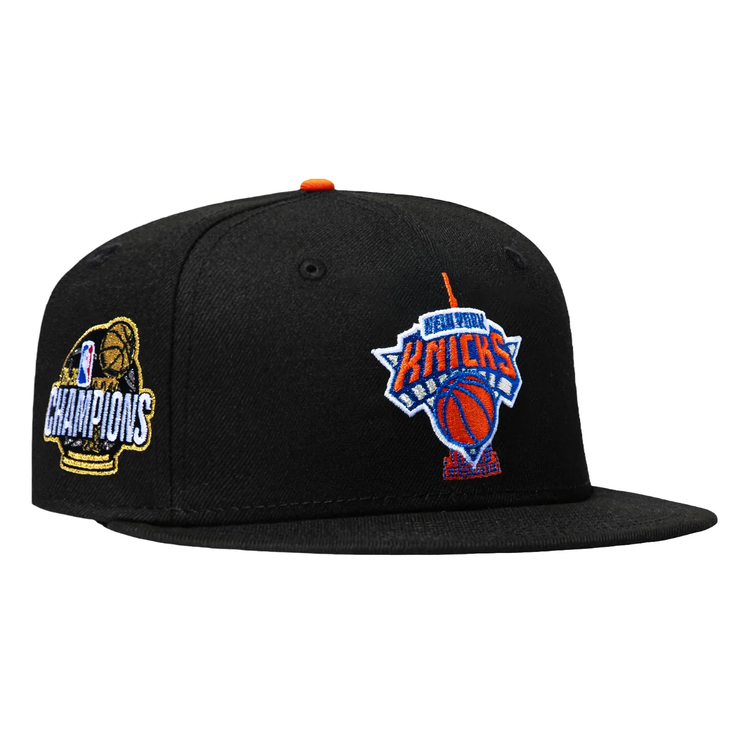 Image of New Era 59Fifty New York Knicks 2026 NBA Champions Patch Empire State Building Pink UV Hat - Black