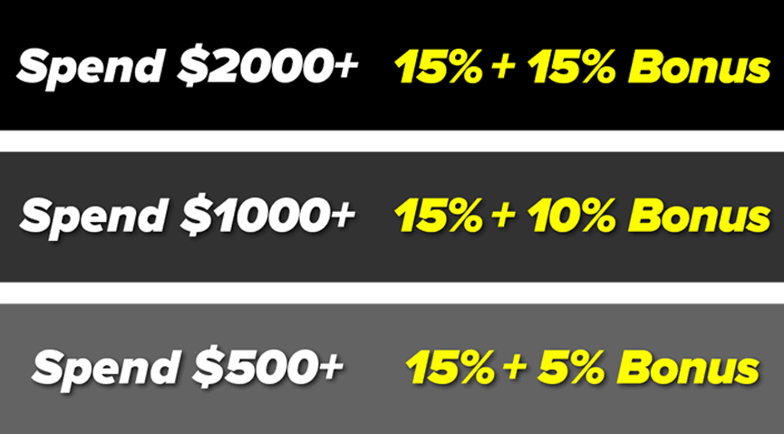 BONUS 2: You start with 15% and get an additional discount based on how much is in your cart. Save up to 30% off.