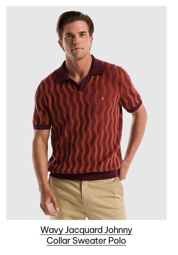 Shop Wavy Jacquard Johnny Collar Sweater Polo