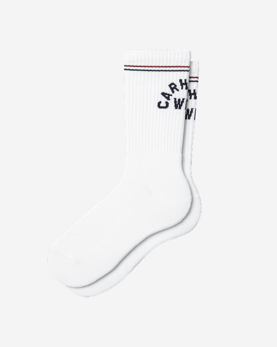 Carhartt WIP Arch Script Socks | White / Dark Navy