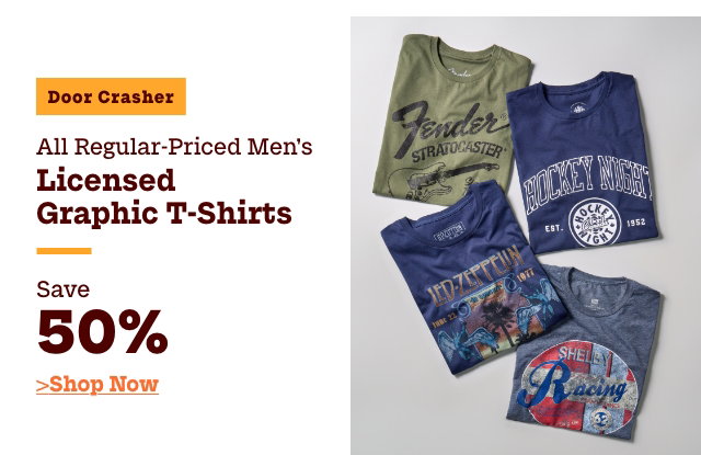 Door Crasher All Regular-Priced Men's Licensed Graphic T-Shirts Save 50%