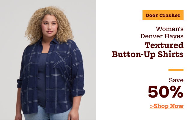 Door Crasher Women's Denver Hayes Textured Button Up Shirts Save 50%