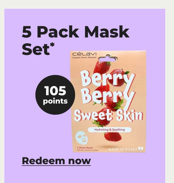 5 Pack Mask Set* - Redeem now
