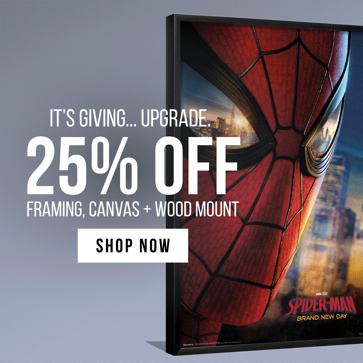 It’s Giving…Upgrade. 25% Off Framing, Canvas & Wood Mount