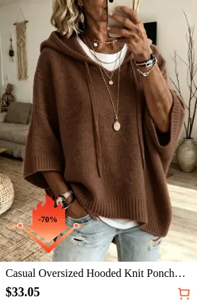 Casual Oversized Hooded Knit...
