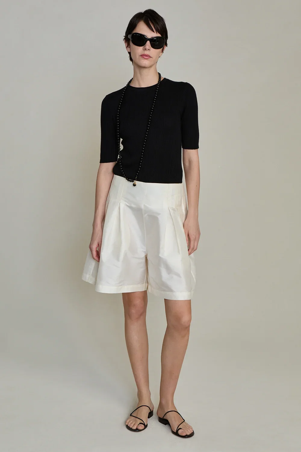 Image of Techno Taffeta Long Shorts Pearl