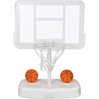 Atomi Poolside Basketball Game Set – Premium Poolside Hoop with 44" x 30" Polycarbonate Backboard, UV-Resistant Water-Weighted Base, Includes 2 Pool Basketballs & Pump, Model #AT1913