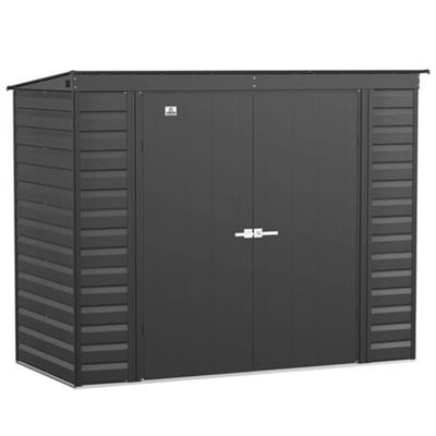 Arrow RPT840NEU 8x4 ft Spacemaker Metal Storage Shed, Charcoal, Steel Outdoor Shed Kit with Lockable Doors, Compact Backyard Storage for Tools, Garden Equipment & Patio Gear, Model #RPT840NEU