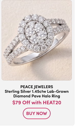 Peace Jewelers Sterling Silver 1.45ctw Lab-Grown Diamond Pave Halo Ring $79 Off with HEAT20