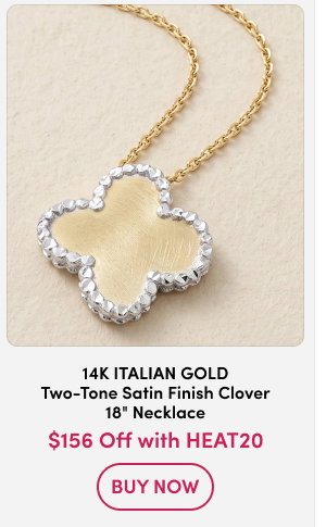 14K Italian Gold Two-Tone Satin Finish Clover 18" Necklace $156 Off with HEAT20