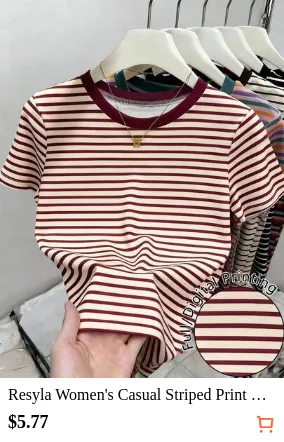 Resyla Women's Casual Striped Print Round Neck Short Sleeve T-Shirt, Suitable For Summer Holiday And Daily Commute