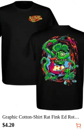 Graphic Cotton-Shirt Rat Fink Ed Roth Hot Rod Graphic Tee Retro  Culture Streetwear Vintage Car Enthusiast Cool Art Shirt