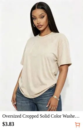 Oversized Cropped Solid Color Washed Cotton Women T-Shirt, Y2K Square Neck Short Sleeve Tee, Casual Daily Summer Vacation Loose Fit Basic Top