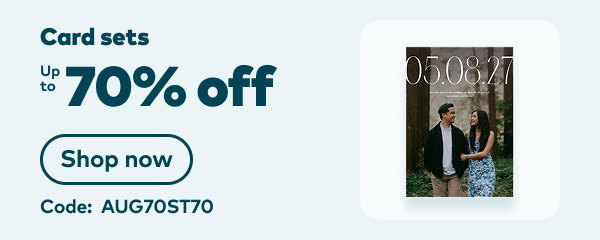 Up to 70% off card sets. Code: AUG70ST70. Shop now.