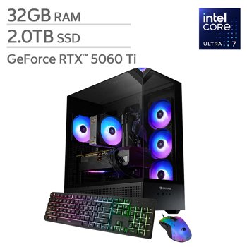 iBUYPOWER Element Gaming PC Desktop with Intel Core Ultra 7 Processor and NVIDIA GeForce RTX 5060 Ti Graphics