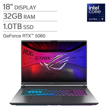 ASUS ROG Strix G18 18-inch Gaming Laptop with Intel Core Ultra 9 Processor and NVIDIA® GeForce RTX 5060