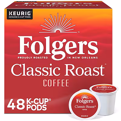 Folgers Classic Roast Coffee Keurig® K-Cup® Pods, Medium Roast, 48/Box (5000363378)