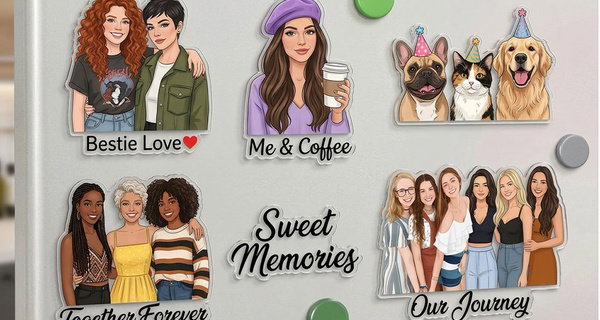 Custom Photo Acrylic Fridge Magnets with Texts | Acrylic Gifts