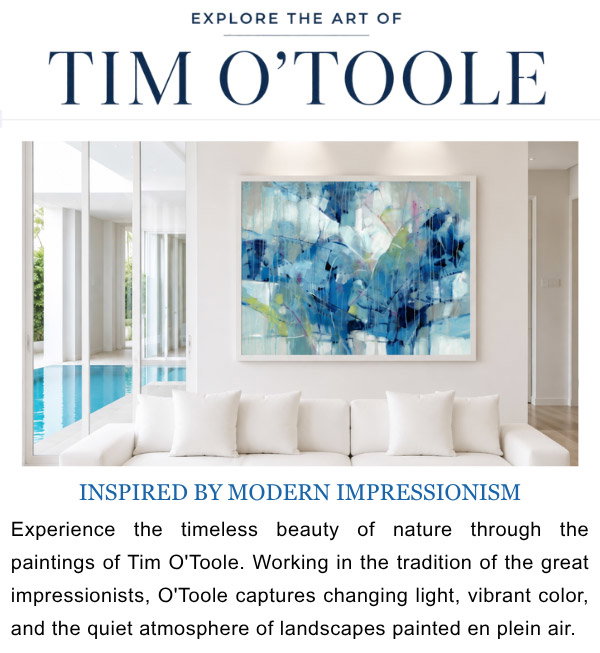 Explore the Art of Tim O'Toole - Inspired by Modern Impressionism. Experience the timeless beauty of nature through the paintings of Tim O'Toole. Working in the tradition of the great impressionists, O'Toole captures changing light, vibrant color, and the quiet atmosphere of landscapes painted en plein air.
