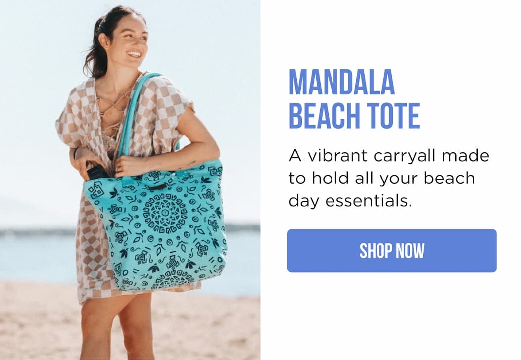 Mandala Beach Tote A vibrant carryall made to hold all your beach day essentials. SHOP NOW