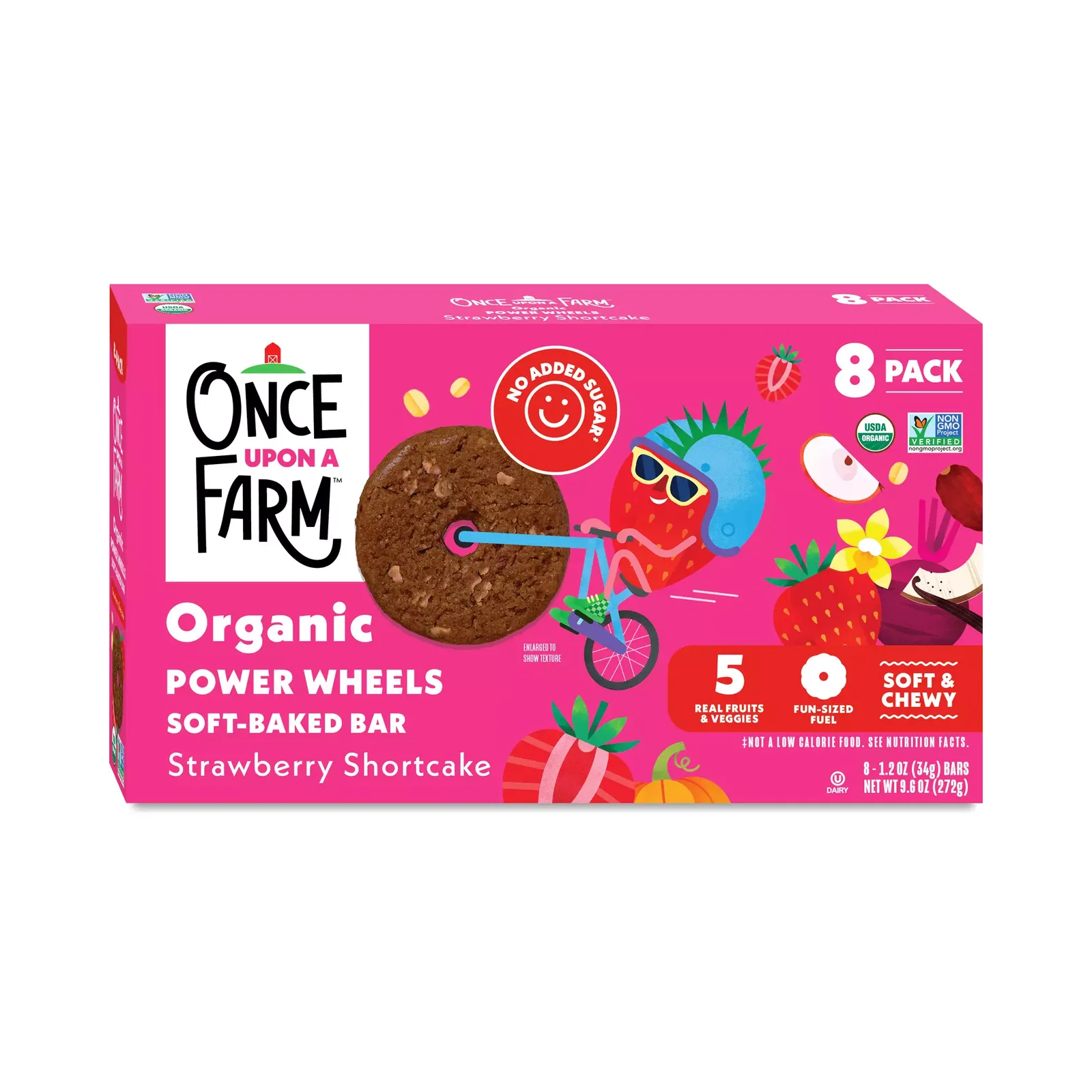 Organic Power Wheels Soft-Baked Bar, Strawberry Shortcake