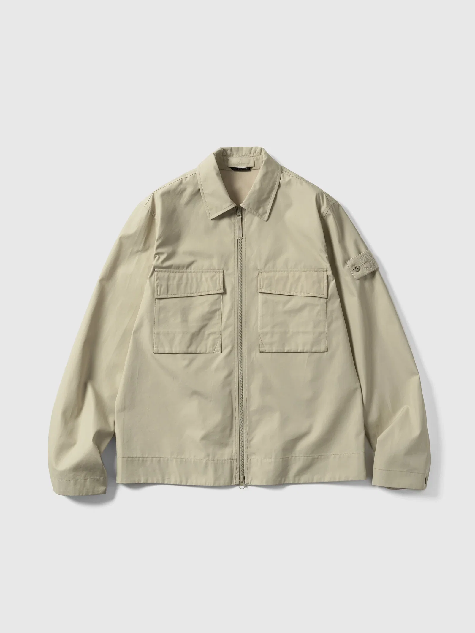 Image of Ghost Piece All Weather Cotton Canvas Overshirt Beige