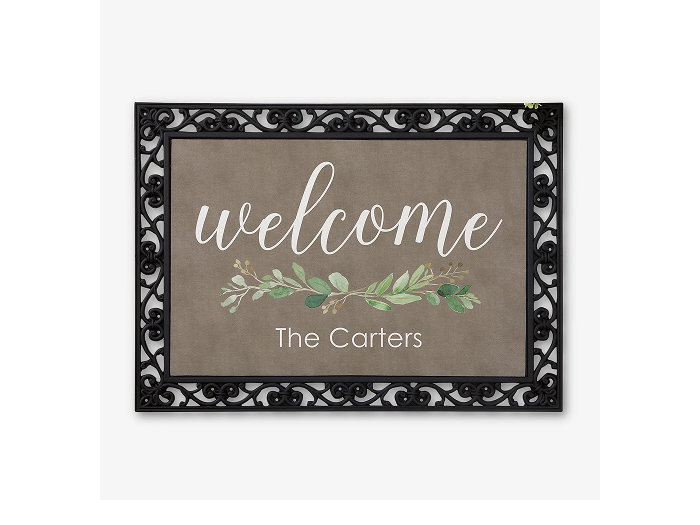 Greenery Welcome Personalized Doormat