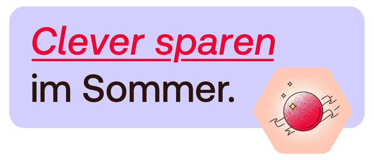 Banner mit Text: „Clever sparen im Sommer“.