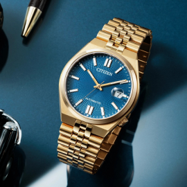 Citizen TSUYOSA 60 Automatic Blue Dial Rose Gold Tone NK0023-57L