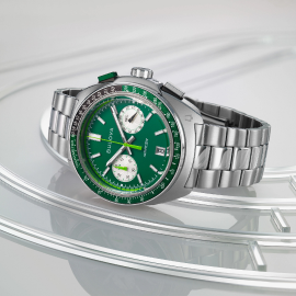 Bulova Racer Chronograph Green Dial Stainless Steel Watch 98B468