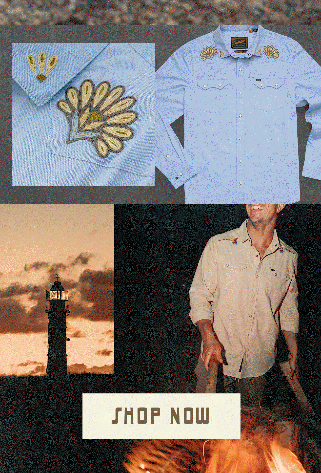 Some shirts are made to blend in, but the Crosscut Deluxe has never been one of them. This season, our signature embroidered snapshirt returns with three new designs: Orange Blossoms, Fanned Flora, and Parrot Patrol. Each one brings its own character and meticulously embroidered details to one of our most collectible shirts. Pick your fave or snatch up all three. 