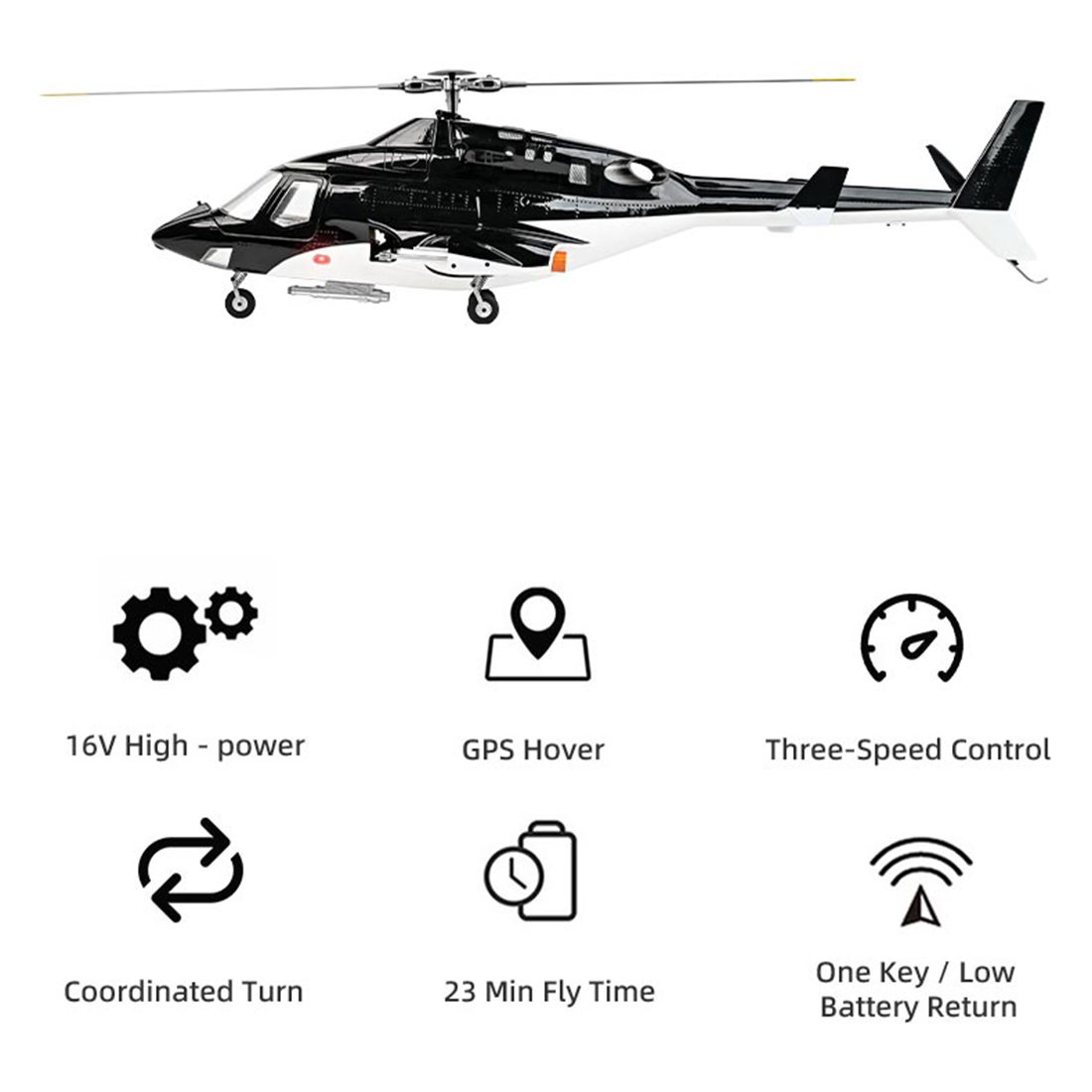 FLYWING Bell 222 Airwolf 2.4G 6CH 470-Class RC Military Helicopter Model-RTF