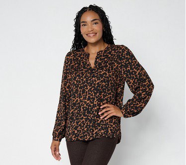 NYDJ Trinity Printed Long Sleeve Blouse