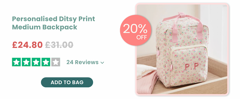 Personalised Ditsy Print Medium Backpack