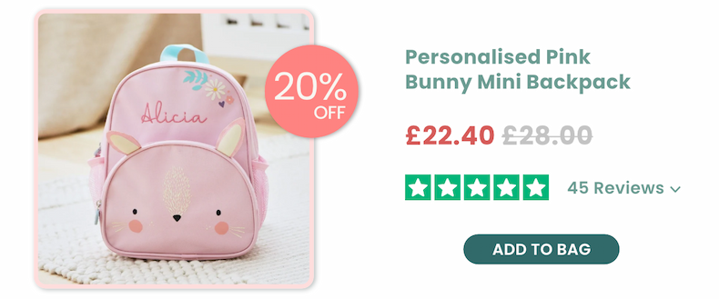 Personalised Pink Bunny Mini Backpack