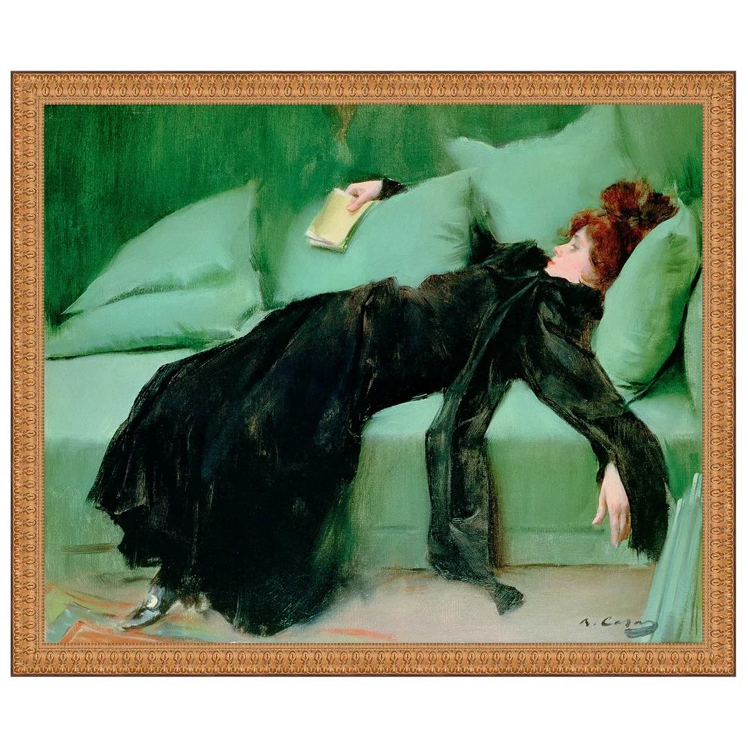 'After the Ball Young Decadent 1895' Framed Oil Painting Print on Canvas