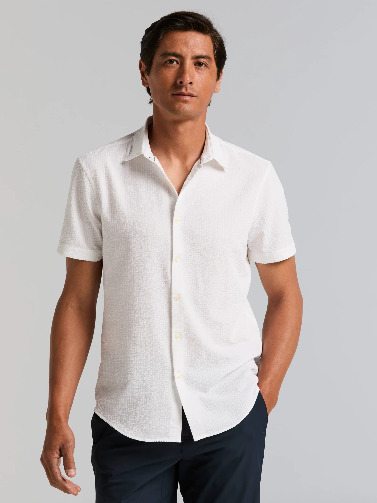 Slim Fit Stretch Seersucker Shirt