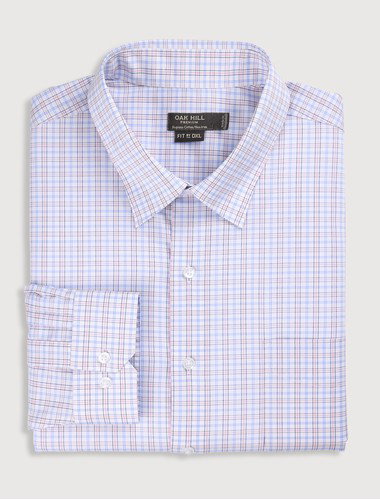 Wrinkle-Resistant Grid Patterned Dress Shirt